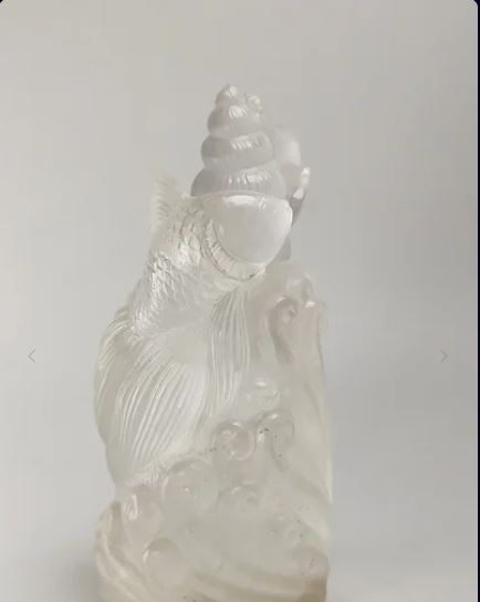 Handcrafted Natural Quartz Fish Design Perfume Bottle with Snail Lid Decorative Gemstone Collectible