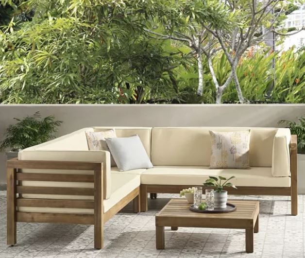 Zed Design Modern Walnut Wood Customizable Sectional Sofa with Fabric Upholstery