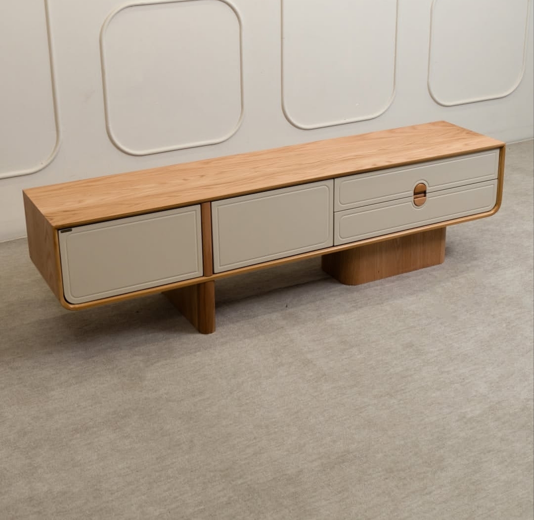 The whole body is MDF Polyurethane paint Natural oak veneer Wooden profile bases