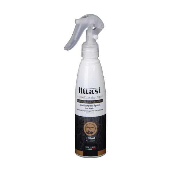 Littasi Professional Multi-Benefit Leave In Hair Care & Heat Protection Spray with Argan Oil, Castor Oil, Hydrolyzed Keratin, Aloe Vera, Vitamin E & Pro-Vitamin B5  250 ml