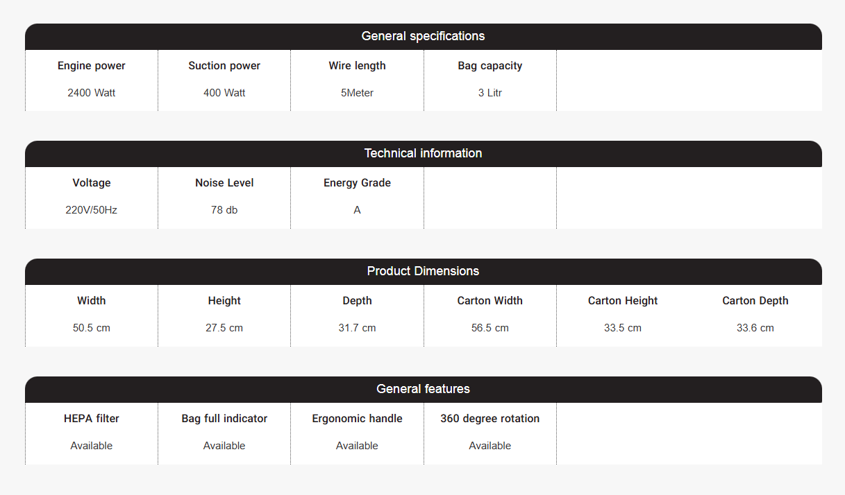 2400-Watt Vacuum Cleaner