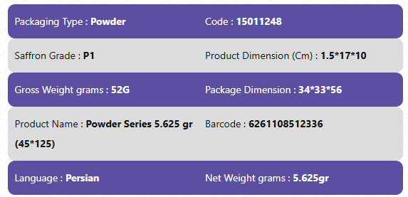 Pure Saffron Grade P1-Powder Series 5.625 gr (45*125)