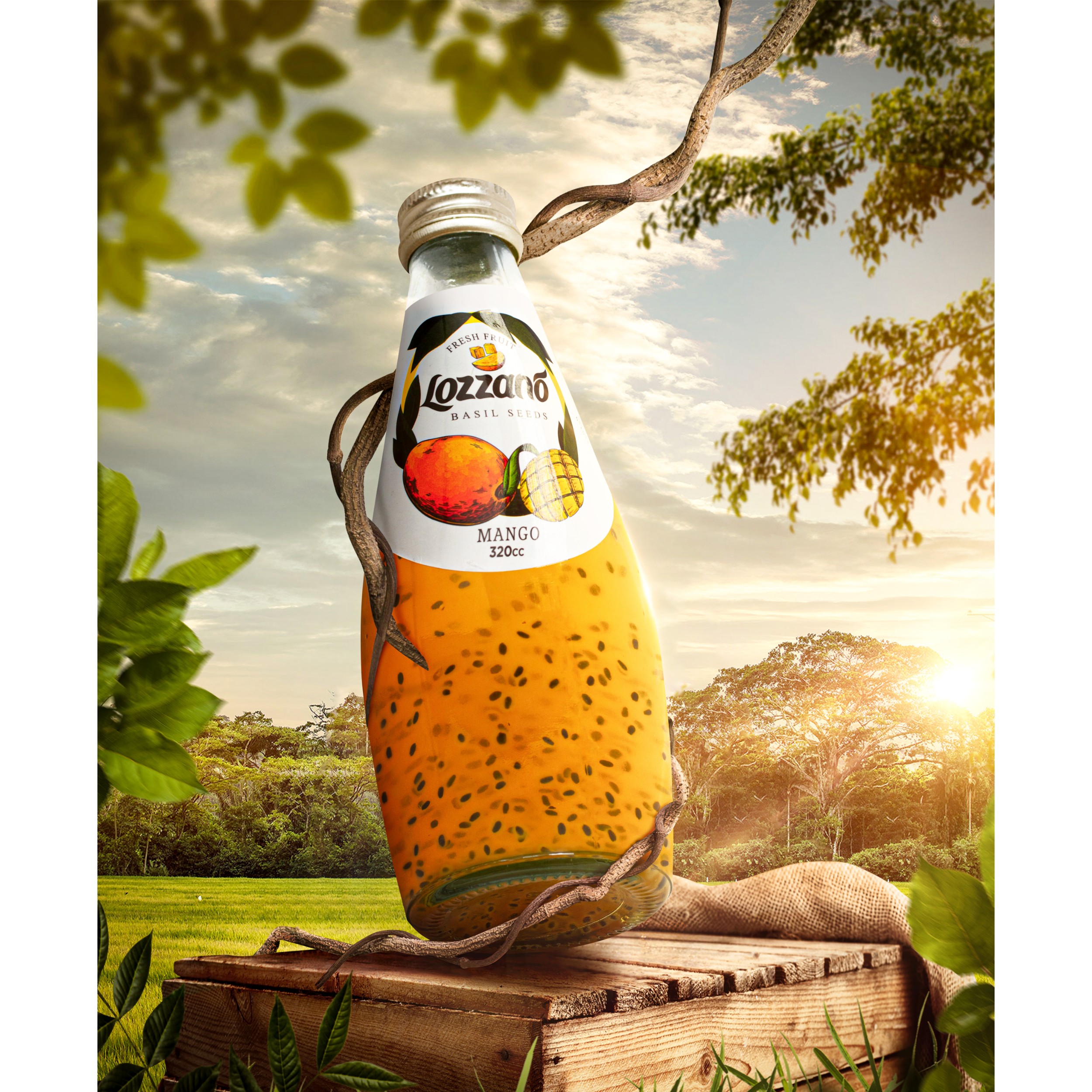 Lozzano Flavored Basil seeds Drink Glass Bottle