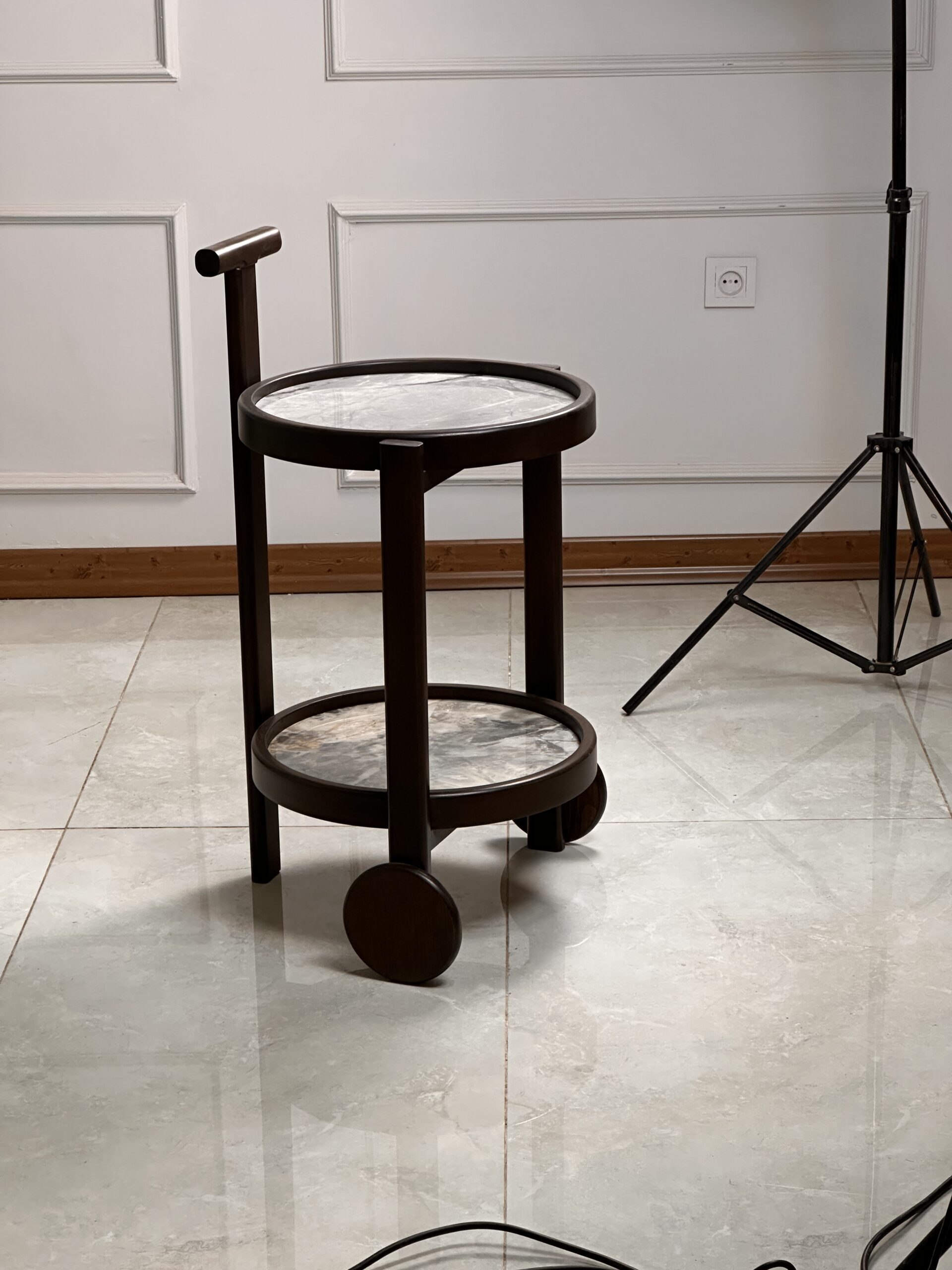Zed Design Comfort Ceramic Serving Trolley with Natural Beech Wood Frame & Ceramic Slab Top
