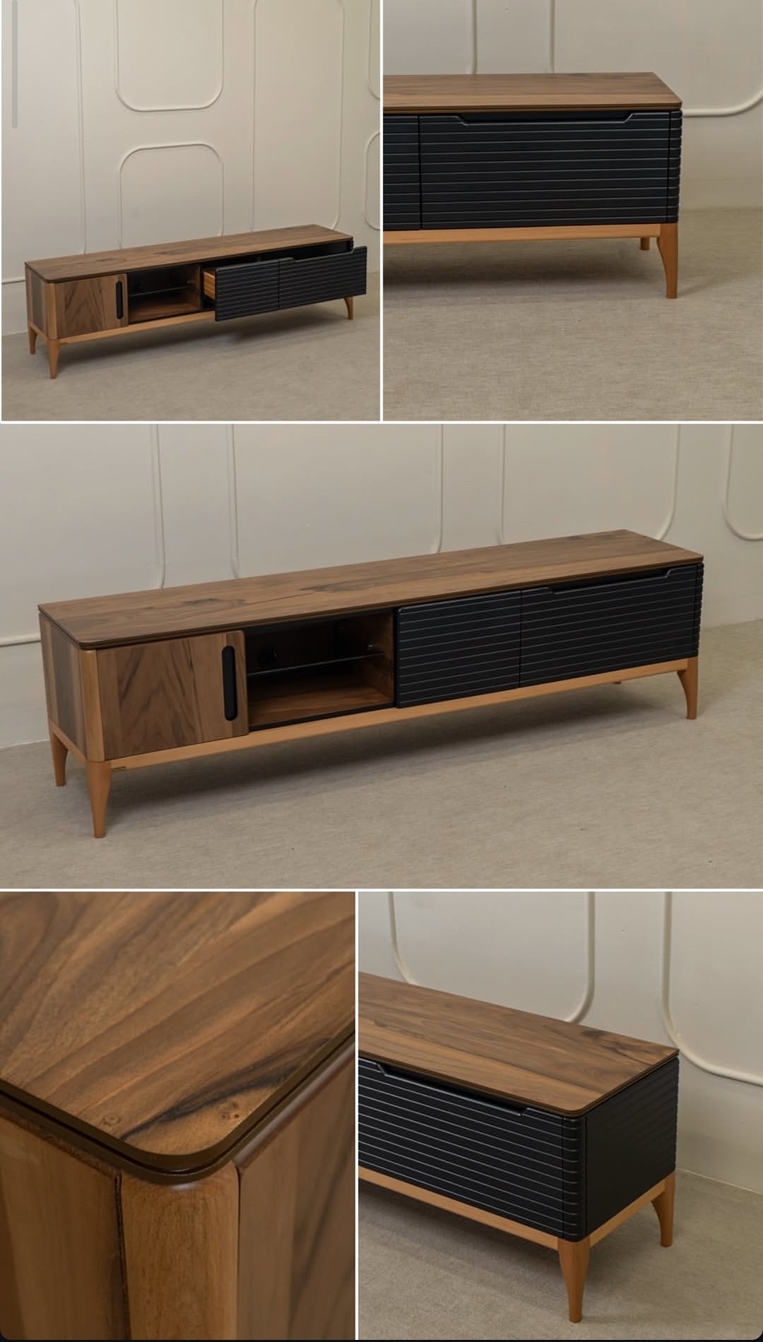 Fared Real TV Table – Natural Walnut Veneer with Georgian Beech Wood Base