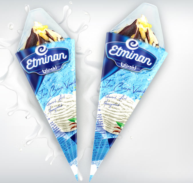 Eminan Cone Ice Cream  Vanilla & Chocolate Flavors