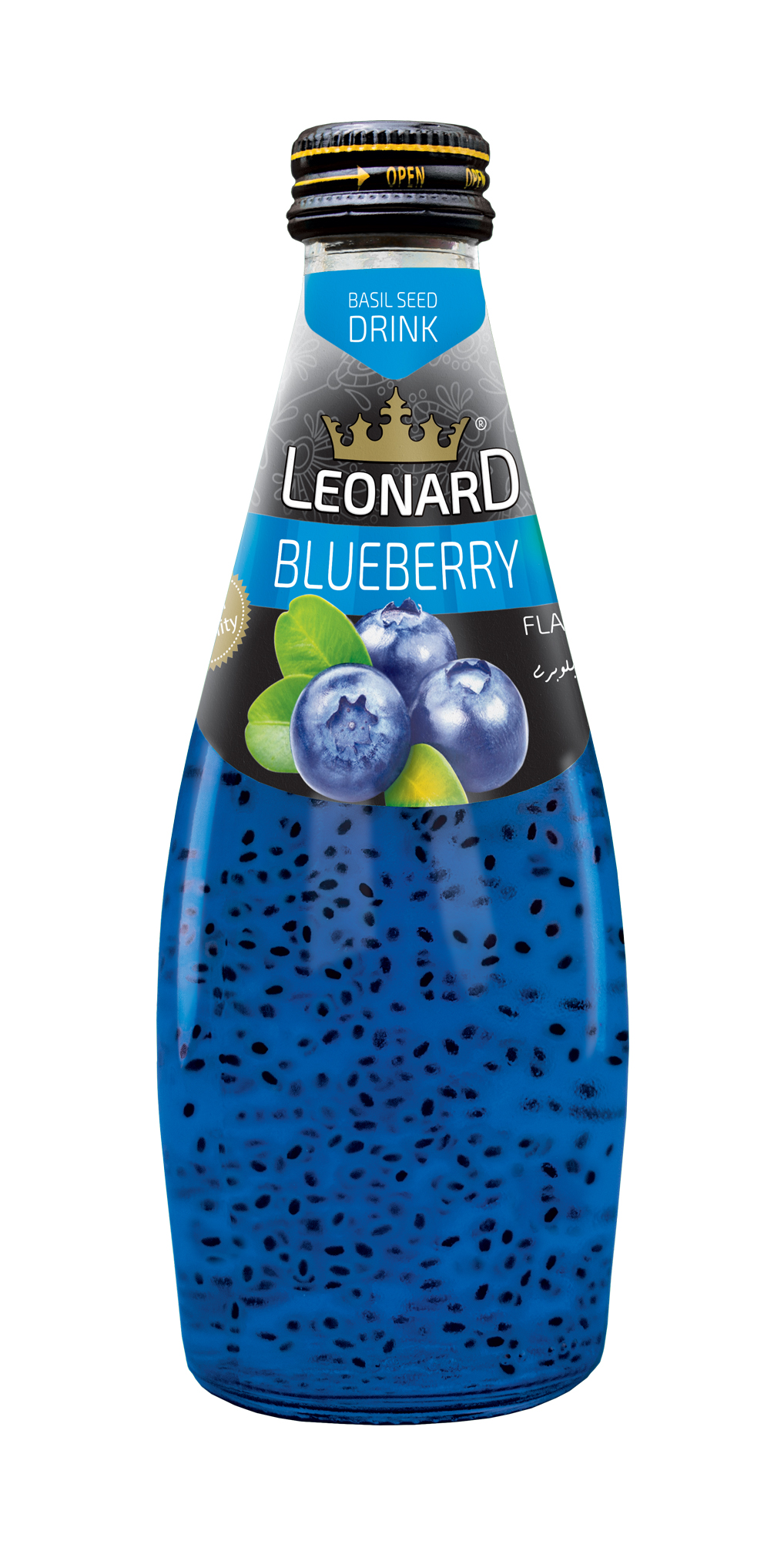 Premium Basil Seed Drink with Blueberry Flavor – 300 ml Bottle, Refreshing Natural Beverage