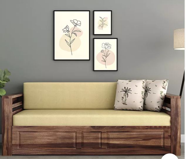 Zed Design Artin Modern Solid Natural Wood Convertible Sofa Bed, 220 cm