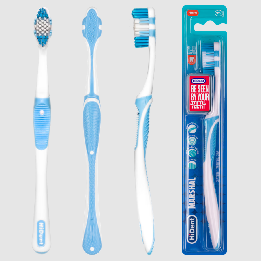 Hident marshal soft-medium-hard toothbrush with cap