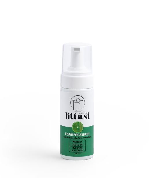 Littasi Vitamin C Brightening Facial Cleansing Foam for Oily & Combination Skin  Oil Control, Pore Refining & Hydrating Face Wash with Aloe Vera, Jojoba & Avocado Extracts (150 ml)
