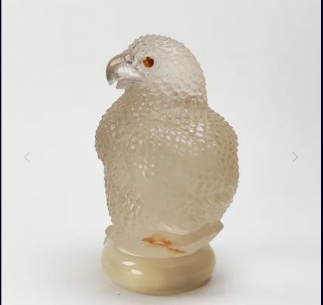 Handcrafted Smoky Quartz Mini Eagle Chick Perfume Bottle Decorative Collectible Statue Pendant Ornament
