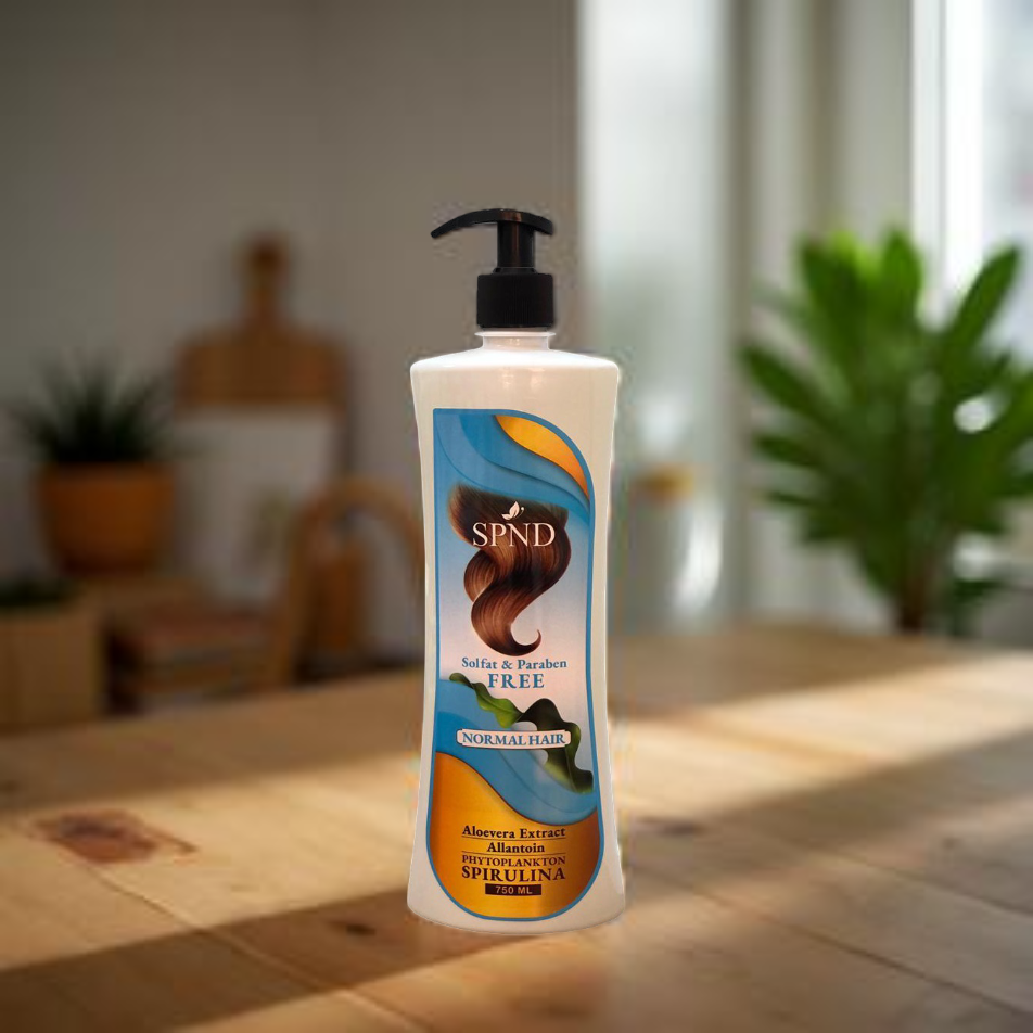 SPND Sulfate & Paraben Free Shampoo for Normal Hair  Aloe Vera, Allantoin & Spirulina (750 ml)