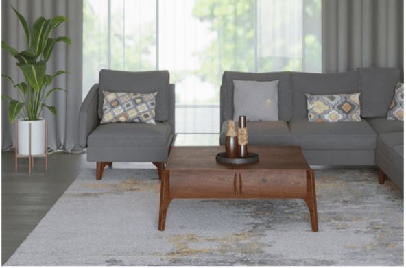 AVIN  Modern Beech-Veneered Coffee Table with Two Drawers