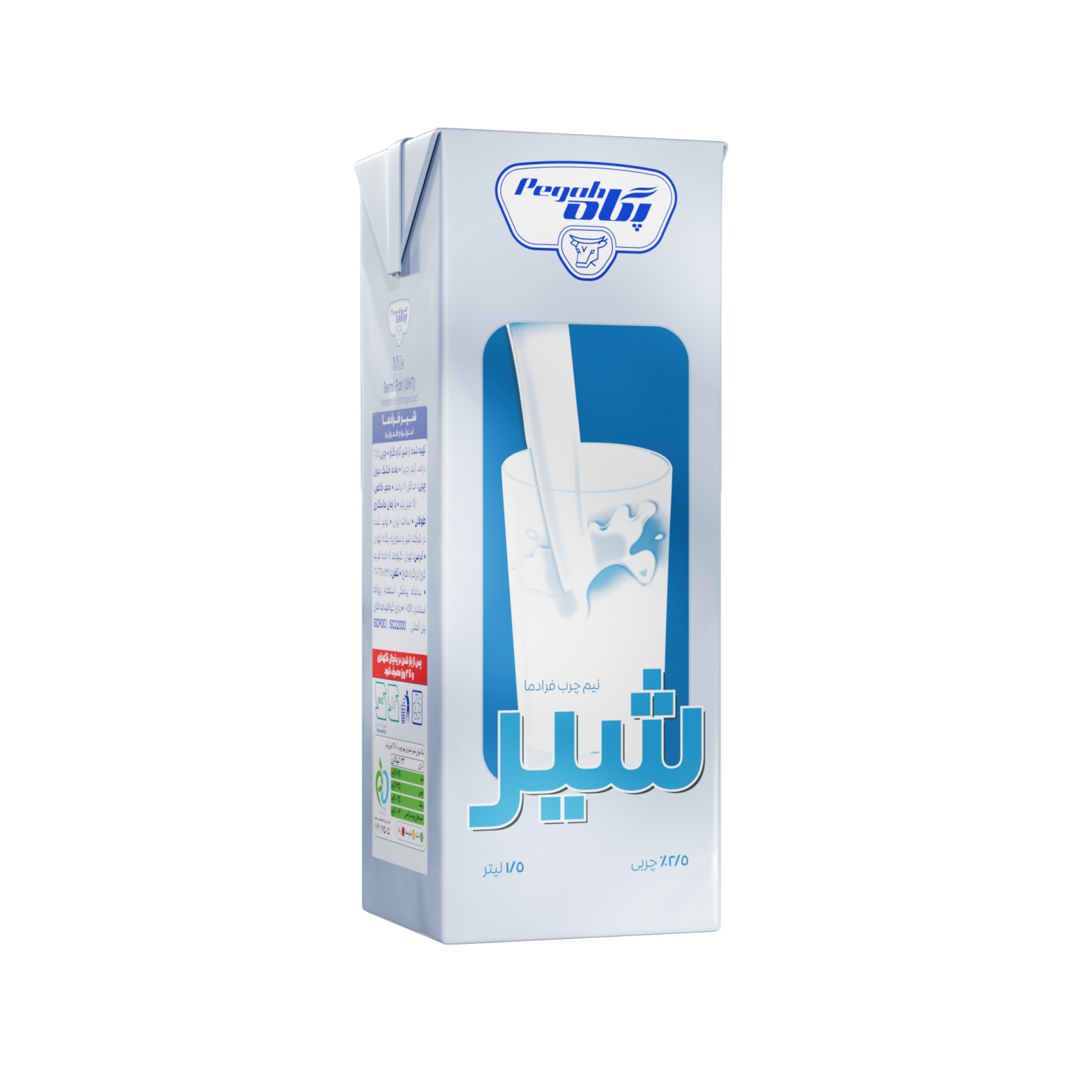 Pegah UHT Semi-Fat Sterilized Milk - 1.5 Litre
