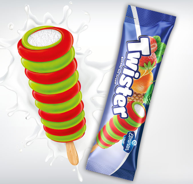 Eminan Twister Stick Ice Cream Fruit Mix Flavor