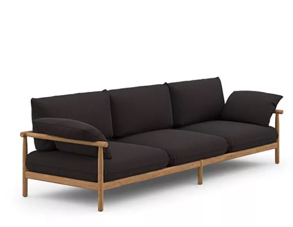 Zed Design Modern 3-Seater Sofa with Solid Natural Beech Wood Frame & Custom Upholstery