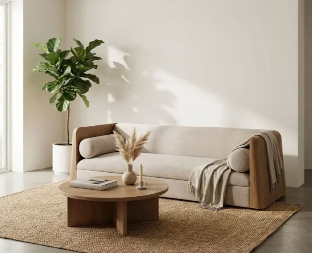 Zed Design Modern 3-Seater Natural Wood Sofa with Russian Pine, Walnut or Beech Frame