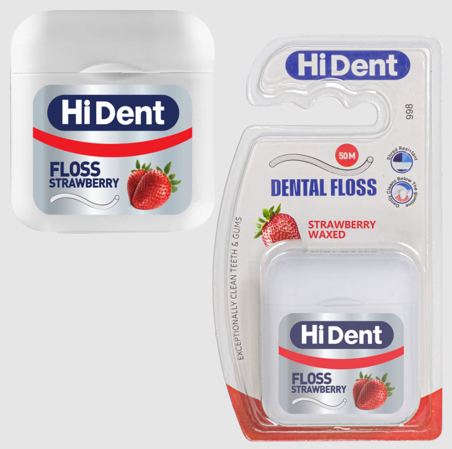 نخ دندان HiDent با طعم توت فرنگی نعنا (50 متر)