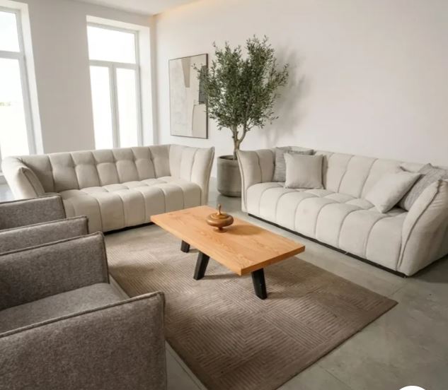 Zed Design Modern 8-Seater Solid Beech Wood Living Room Sofa Set
