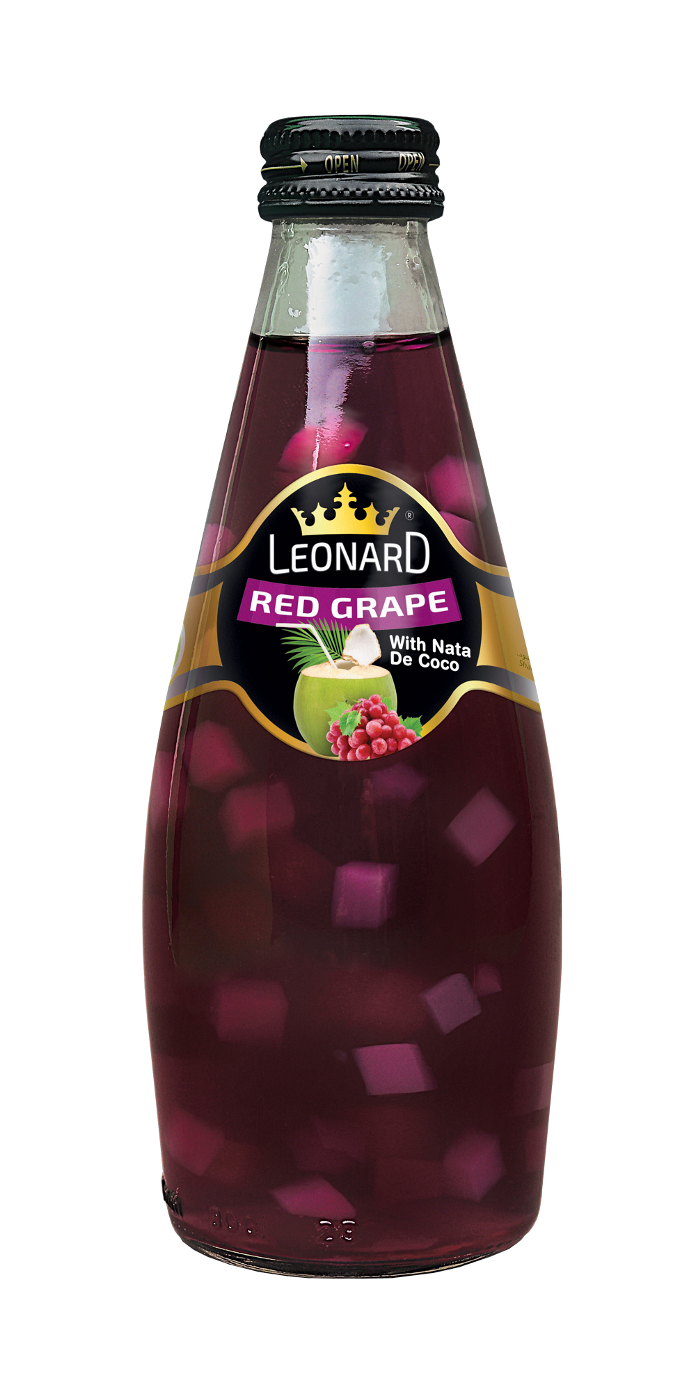 Red Grape-Flavored Nata de Coco Drink – 300ML Glass Bottle