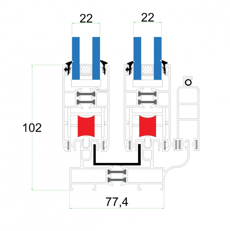 thermal break sliding window  system TS 77-B 