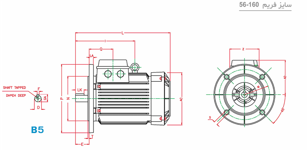 Three-phase induction electromotor, single-turn, aluminum frame90L6A 0.75-1000 54F 220/380 B5 