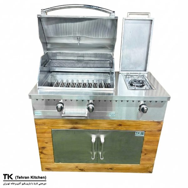 Tehran Kitchen 110 cm Gas & Charcoal BBQ Island with Side Burner