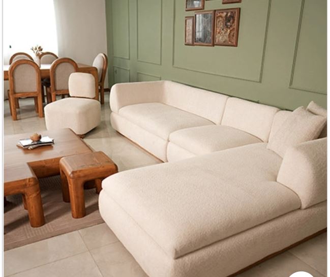 Zed Design Custom Modern L-Shaped Living Room Sofa Set with Natural Wood Veneer MDF Frame