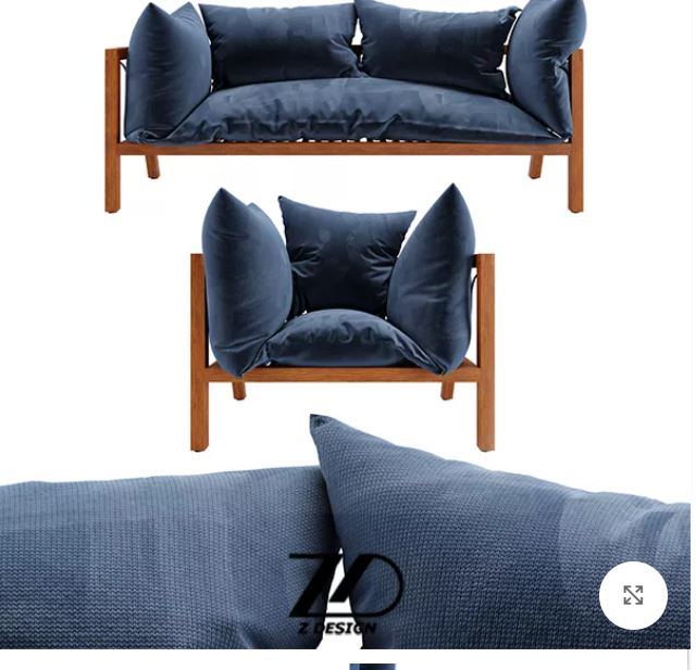 Zed Design Modern Walnut Living Room Furniture Set with Custom Upholstery