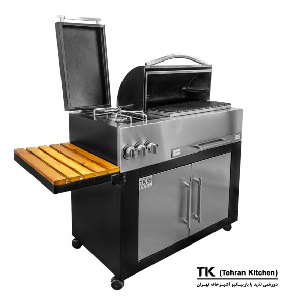 Газово-угольный гриль Tehran Kitchen 92 см с шкафчиком и боковой горелкой