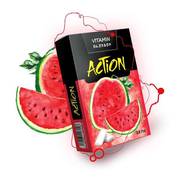 Caffeine 25mg per PCs -Watermelon Chewing gum