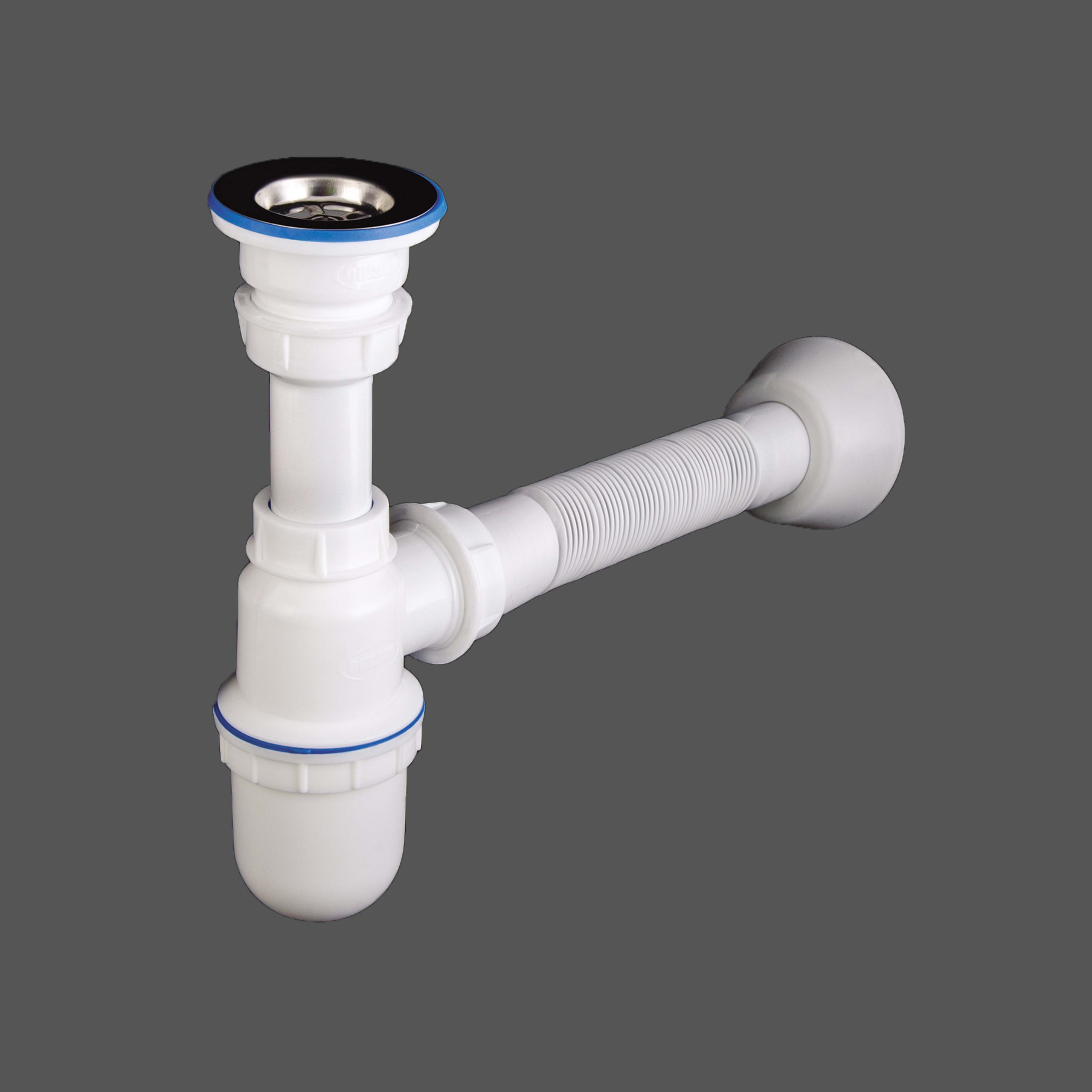 Large single bowl bottle trap for sink