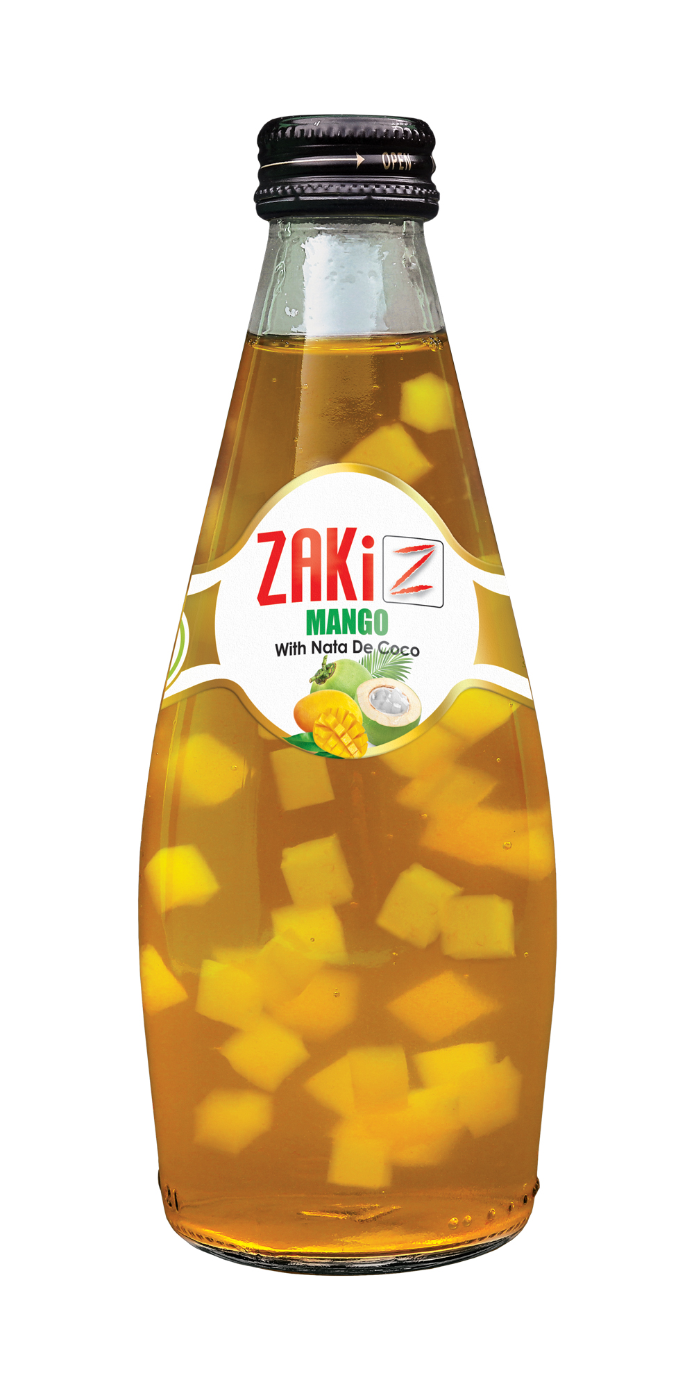 Mango-Flavored Nata de Coco Drink – 300ML Glass Bottle