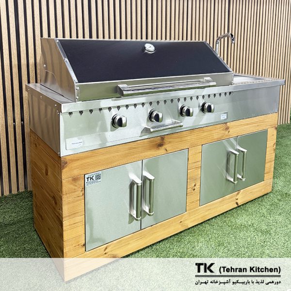 Tehran Kitchen 160 cm Gas & Charcoal BBQ with Sink & Thermowood Cabinet