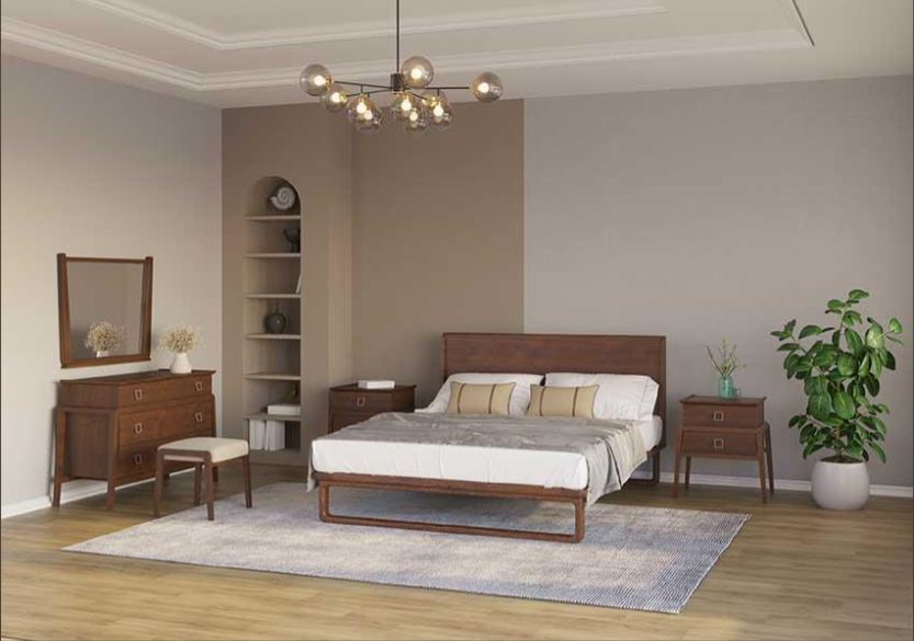 MAHOOR , Post-Modern Natural Beech Veneer Bedroom Set with Soft-Close Storage