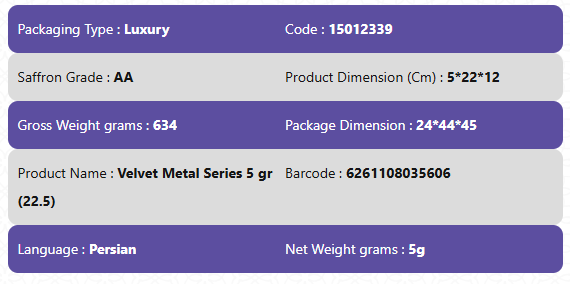 AA Grade Luxary Saffron Package-Velvet Metal Series 5 gr