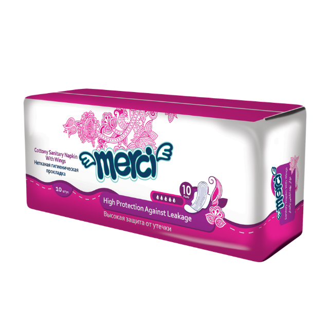Merci Fluff Sanitary Napkin- Perforated - Large - 10 Pcs - 16 packs