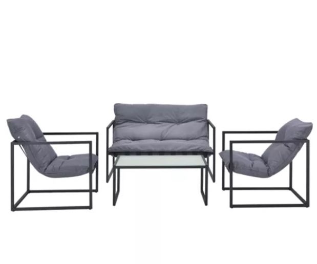 Zed Design Modern Outdoor Patio Furniture Set with Matte Black Powder-Coated Metal Frame