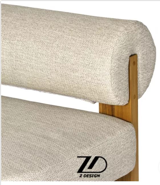 Zed Design Custom Solid Walnut Wood 2-Seater Upholstered Sofa with High-Density Foam & Custom Fabric