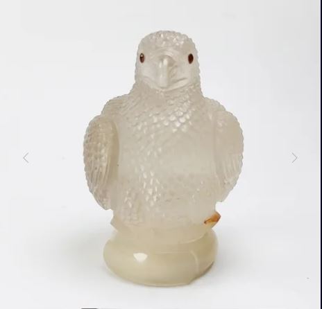 Handcrafted Smoky Quartz Mini Eagle Chick Perfume Bottle Decorative Collectible Statue Pendant Ornament