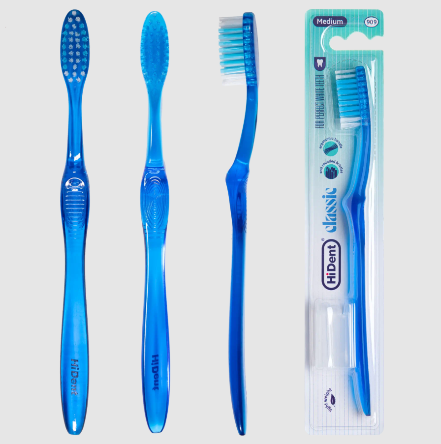 HiDent classic crystal medium toothbrush with cap