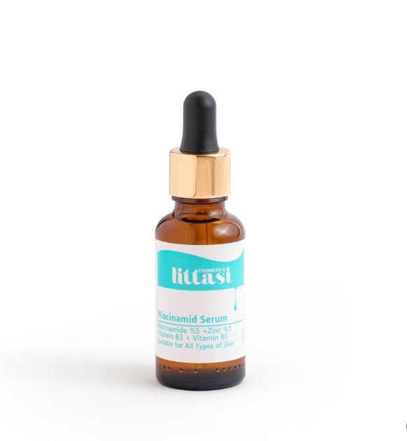 Littasi Professional Niacinamide 5% + Zinc 1% Anti-Acne & Oil Control Facial Serum with Vitamins B3 & B5  Pore Refining, Blemish Correcting & Skin Balancing Treatment for All Skin Types, 30 ml
