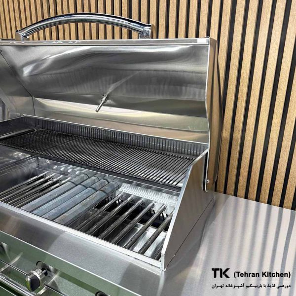 Tehran Kitchen 242 cm Gas & Charcoal BBQ with Stainless Steel Top and Steel Cabinet