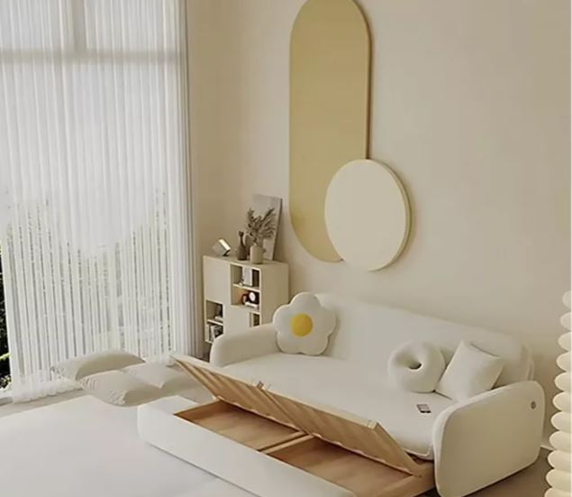 Zed Design Sofia Minimalist Sofa Bed with Solid Natural Pine Wood Frame, High-Density Foam & Turkish Teddy Fabric