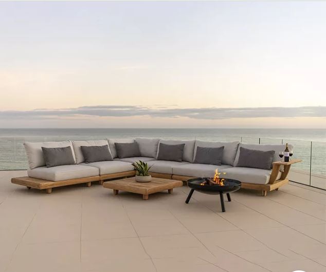Zed Design Tina Modern L-Shaped Sectional Sofa Set with Solid Natural Wood Frame & High-Density Foam