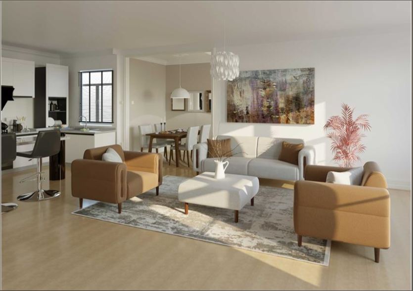SIROM Contemporary Sofa , Solid Beech & Birch Wood Frame with High-Density Sponge