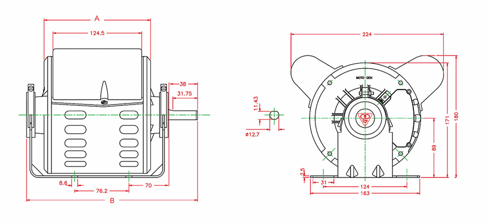 Two-speed single-phase induction cooler electromotor - CRS 3/4-1/4 B3 LC50 36S cut it off