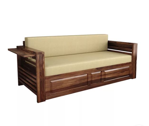 Zed Design Artin Modern Solid Natural Wood Convertible Sofa Bed, 220 cm