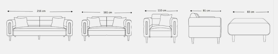 SIROM Contemporary Sofa , Solid Beech & Birch Wood Frame with High-Density Sponge