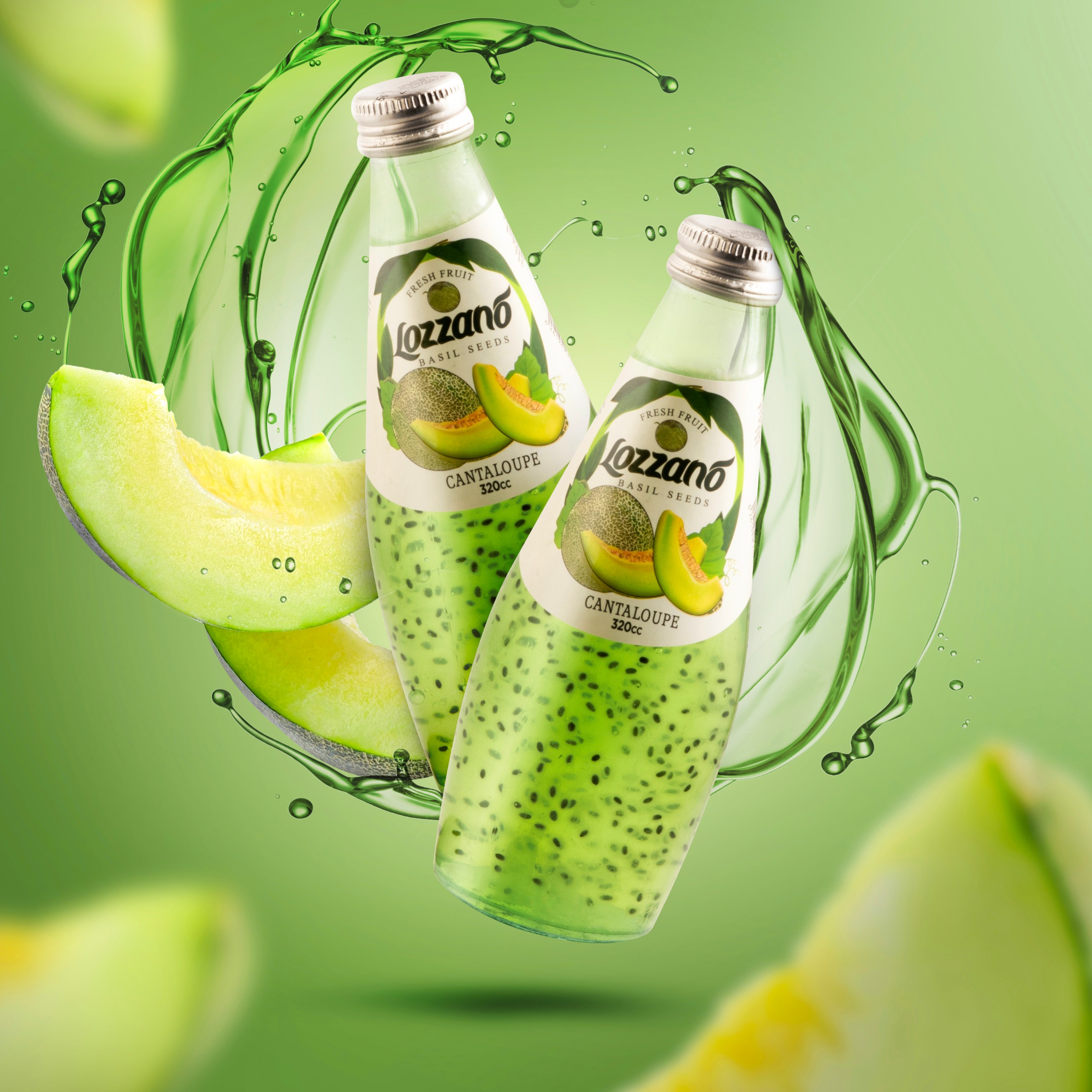 Lozzano Flavored Basil seeds Drink Glass Bottle
